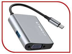 Аксессуар Baseus Enjoyment Type-C to VGA+ USB 3.0 HUB Adapter Gray CATSX-E0G