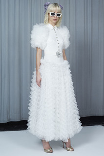 Белое платье с оборками Alessandra Rich