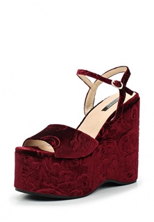 Босоножки LOST INK BIRDY FLOCKED VELVET WEDGE