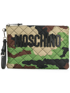 quilted camo wristlet clutch Moschino