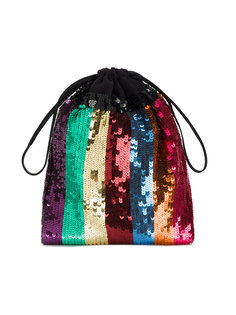 Sequin Embellished Striped Pouch Attico