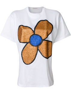 футболка с цветком и отделкой пайетками  Christopher Kane