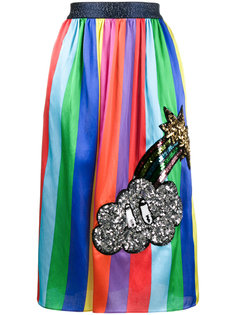 Striped Midi Skirt with Sequin Embellishment Mira Mikati