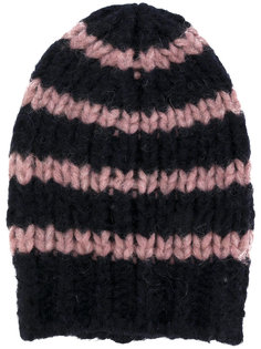 striped knitted beanie hat Roberto Collina
