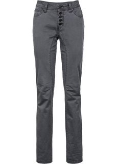 Стрейтчевые брюки Loose Fit на пуговицах (антрацитовый) Bonprix