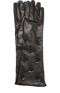 Удлиненные кожаные перчатки с декором из пайеток Valentino