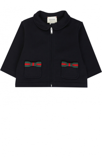 Хлопковый кардиган на молнии с декоративными карманами Gucci