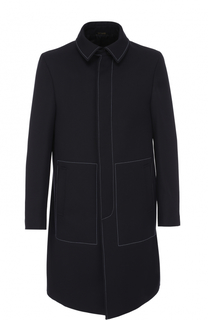 Шерстяное однобортное пальто с контрастной прострочкой Fendi