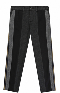 Хлопковые брюки прямого кроя со вставками и металлизированными лампасами Dolce &amp; Gabbana