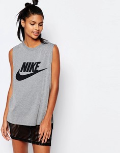 Майка с крупным логотипом-галочкой Nike - Серый