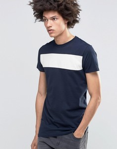 Асимметричная футболка с контрастной вставкой Kubban Denim - Темно-синий