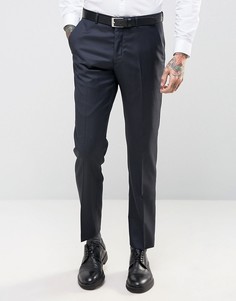 Темно-синие брюки зауженного кроя из 100% шерсти ASOS - Темно-синий