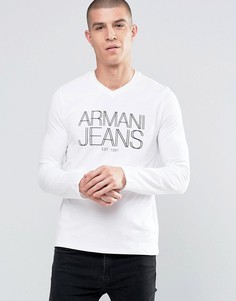 Белый лонгслив с V‑образным вырезом Armani Jeans - Белый