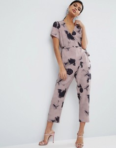 Комбинезон в цветочек с запахом и завязкой ASOS - Мульти