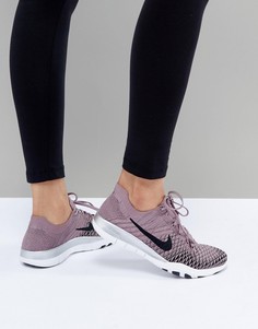 Серо-коричневые трикотажные кроссовки Nike Training Free Flyknit - Серый