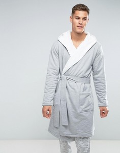 Серый халат с подкладкой из искусственного меха ASOS - Серый