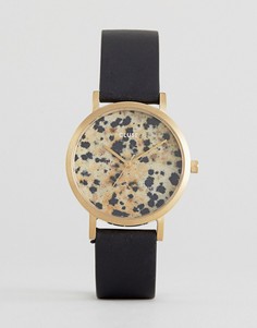 Часы ограниченной серии с кожаным ремешком и пятнистым принтом на циферблате CLUSE La Roche - Черный