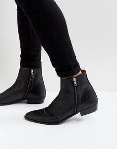 Кожаные ботинки на молнии Walk London Ziggy - Черный