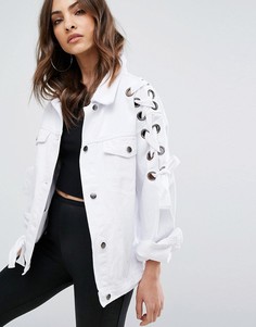 Джинсовая куртка на шнуровке Boohoo - Белый