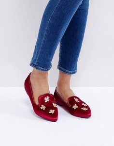 Лоферы с отделкой в виде пчел Glamorous - Красный