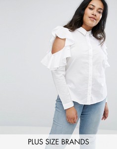 Блузка с оборками и вырезами на плечах Influence Plus - Белый