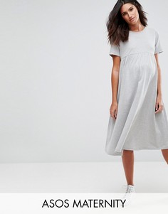 Свободное платье миди ASOS Maternity Ultimate - Серый