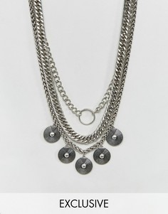 Ярусное ожерелье с цепочками и монетками Sacred Hawk - Серебряный