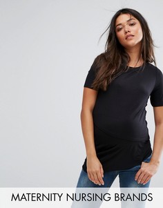 Асимметричный трикотажный топ для кормящих мам New Look Maternity - Черный