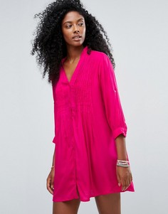 Ярко-розовое пляжное платье-рубашка Anmol - Красный