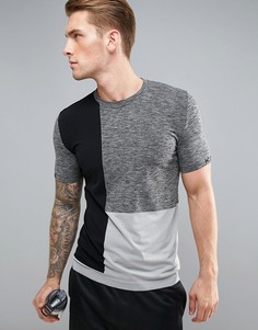 Компрессионная спортивная футболка в стиле колор блок Ki5-A - Серый