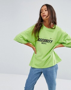 Оверсайз-футболка с принтом Security STYLENANDA - Зеленый