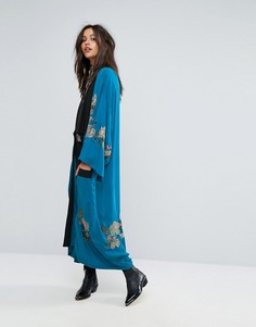 Кимоно с цветочной вышивкой Free People - Синий