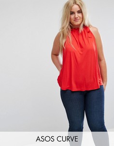 Свободный топ с присборенным воротом ASOS CURVE - Красный