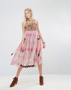 Платье миди с принтом Home Sweet Home Free People - Фиолетовый