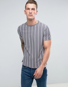 Серая футболка с вертикальными полосками New Look - Серый