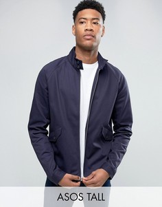 Темно-синяя куртка Харрингтон с воротом-трубой ASOS TALL - Красный