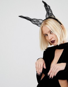 Ободок с кружевными ушками кролика Leg Avenue Halloween - Черный