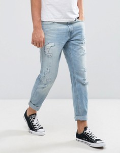 Укороченные рваные джинсы скинни Hollister - Синий