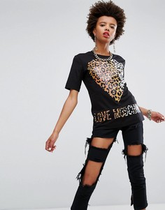 Платье с леопардовым сердцем Love Moschino - Черный