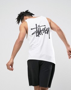 Белая майка с принтом Stussy - Белый