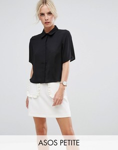 Укороченная блузка с короткими рукавами ASOS PETITE - Черный