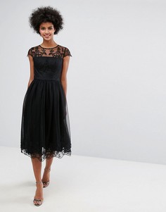 Кружевное платье миди Chi Chi London Premium - Черный