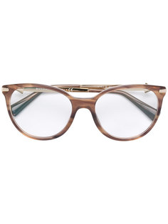 wood effect round glasses Bulgari