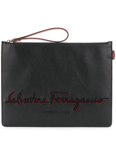 logo embroidered clutch Salvatore Ferragamo