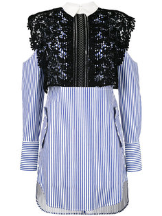 полосатое платье с кружевной панелью Self-Portrait