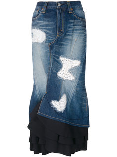 состаренная джинсовая юбка с оборкой  Junya Watanabe Comme Des Garçons