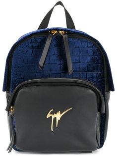 velvet panel logo backpack Giuseppe Zanotti Design