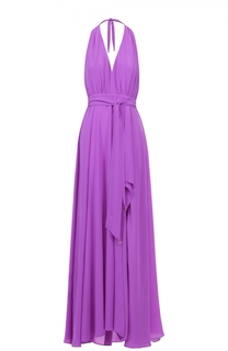 Шелковое платье-макси с высоким разрезом и открытой спиной Lazul
