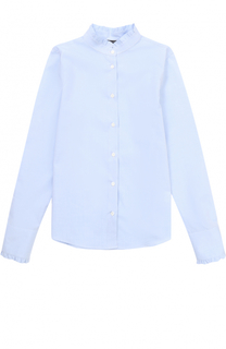 Хлопковая блуза с воротником-стойкой и оборками Dal Lago