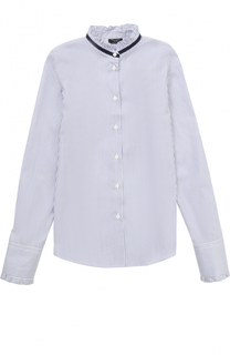 Хлопковая блуза с контрастной отделкой и оборками Dal Lago